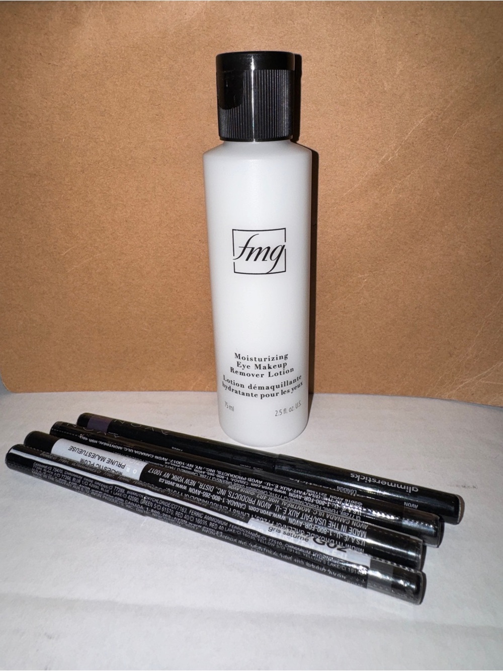 Avon FMG Moisturizing Eye Makeup Remover Lotion and eye liners